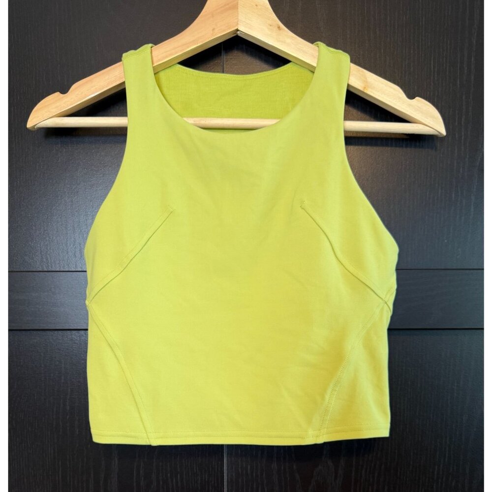 Lululemon Invigorate Training Tank Top Neon Green Size 4 Shelf Bra Athletic Gym